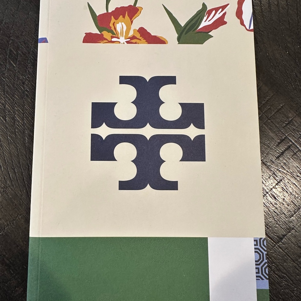 Tory Burch Cream and Green Floral Notebook